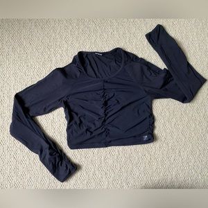 GYMSHARK Black Mesh Long sleeve Crop Top, Size M